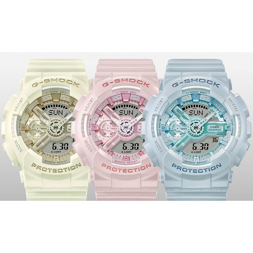 CASIO 卡西歐 G-SHOCK 珠光系列 粉彩運動女錶 手錶 GMA-S110ST-4A, , large