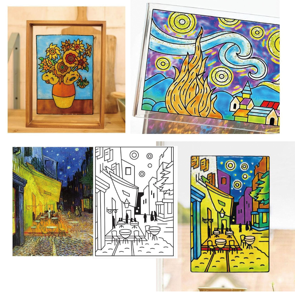 【韓國AMOS】12色 世界名著 文森特.梵高 玻璃貼 玻璃彩繪膠, , large