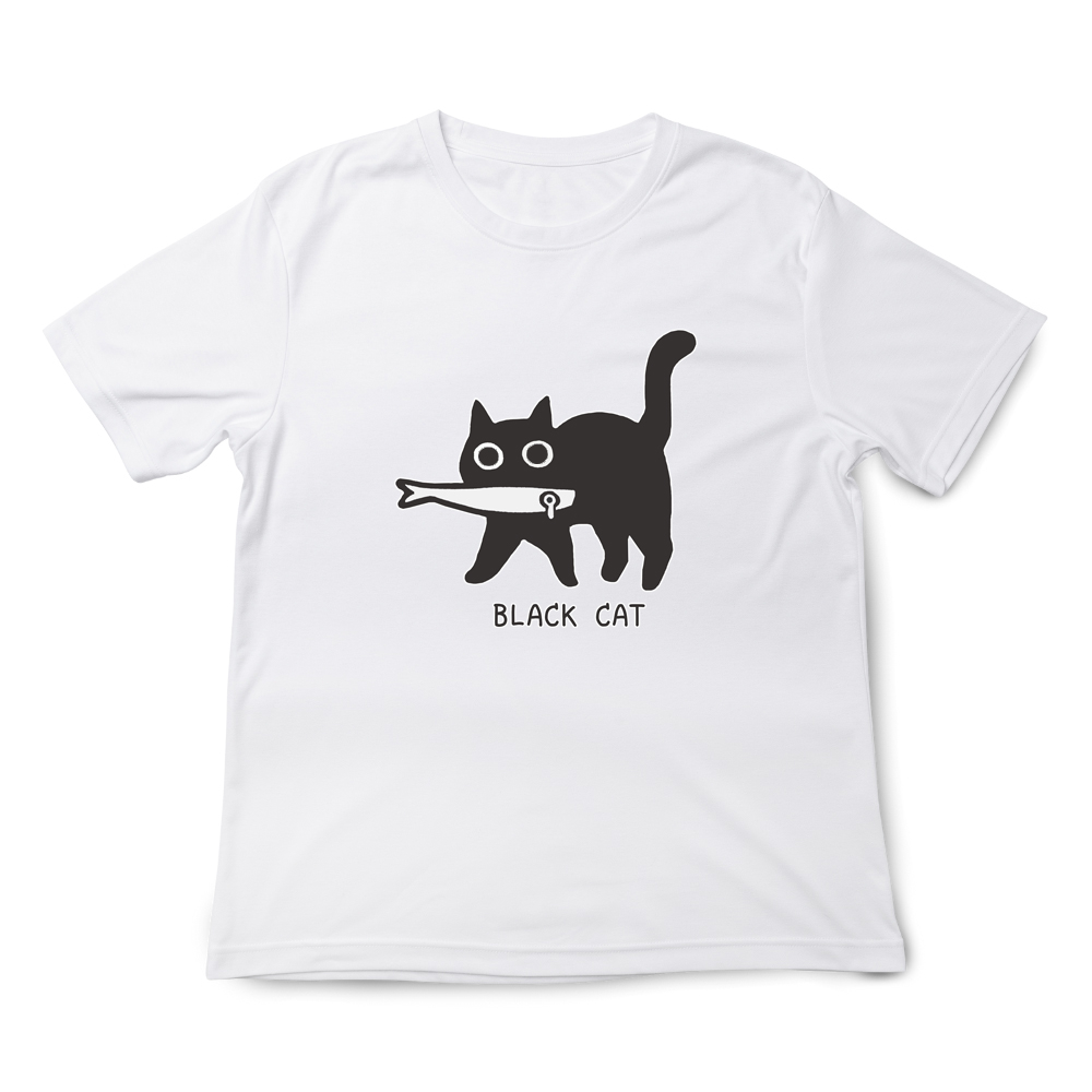 JZ TEE Black Cat - Fish in Mouth Graphic Tee, , large