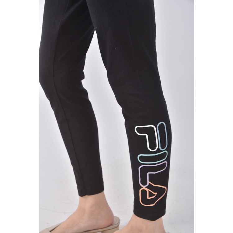 (S) fila高腰質感棉質黑色長褲二手衣, , large