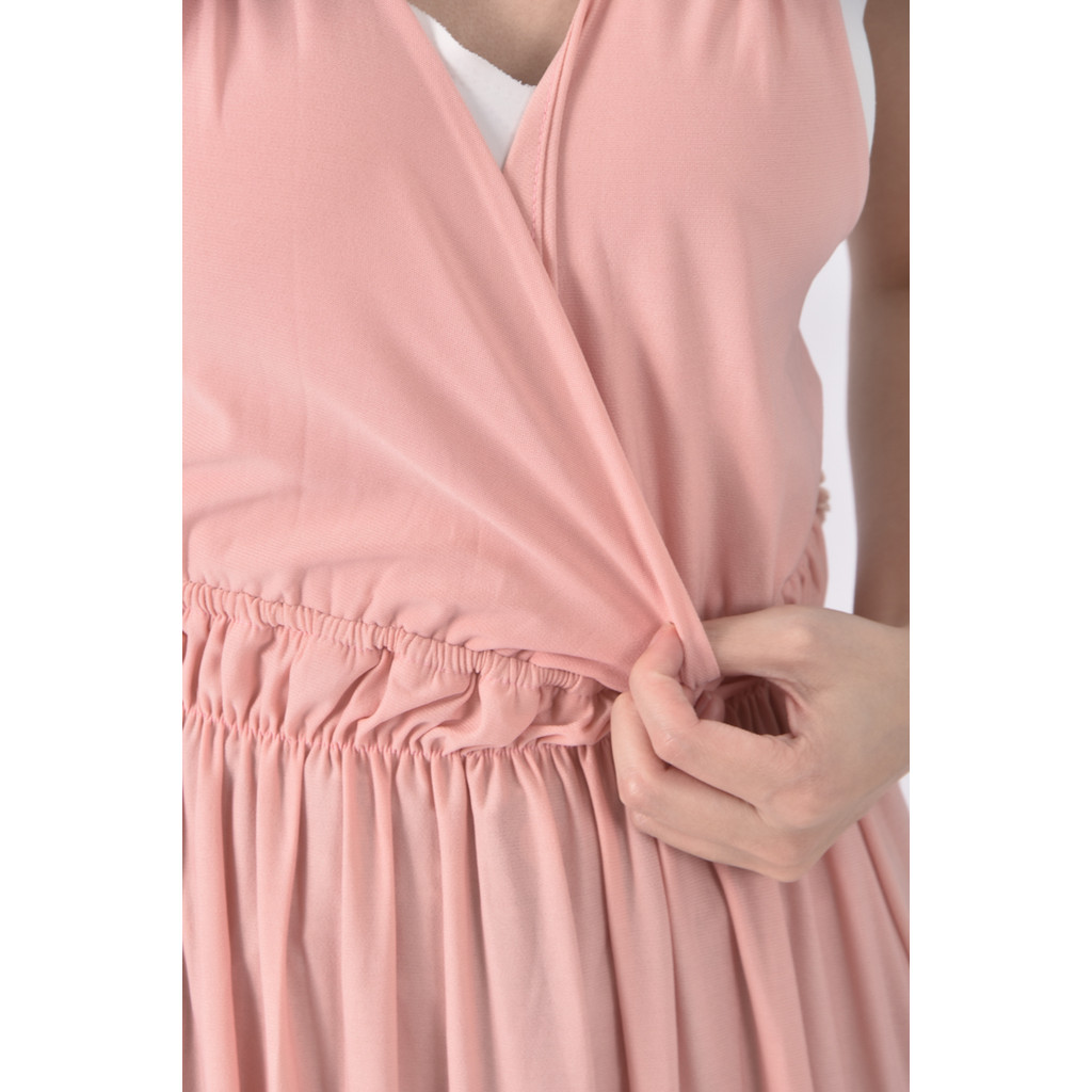 (S) 質感V領粉色洋裝二手衣, , large