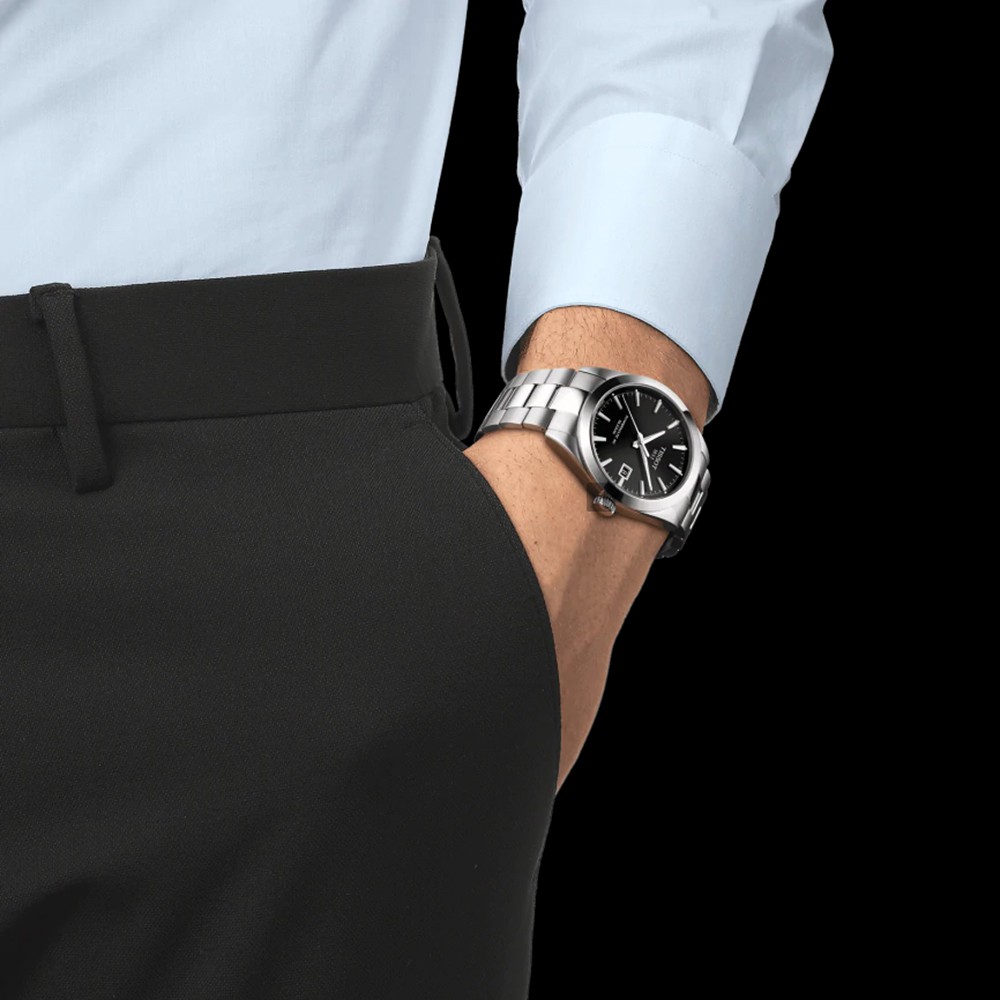 TISSOT 天梭 GENTLEMAN 80小時矽游絲紳士機械手錶 T1274071105100, , large