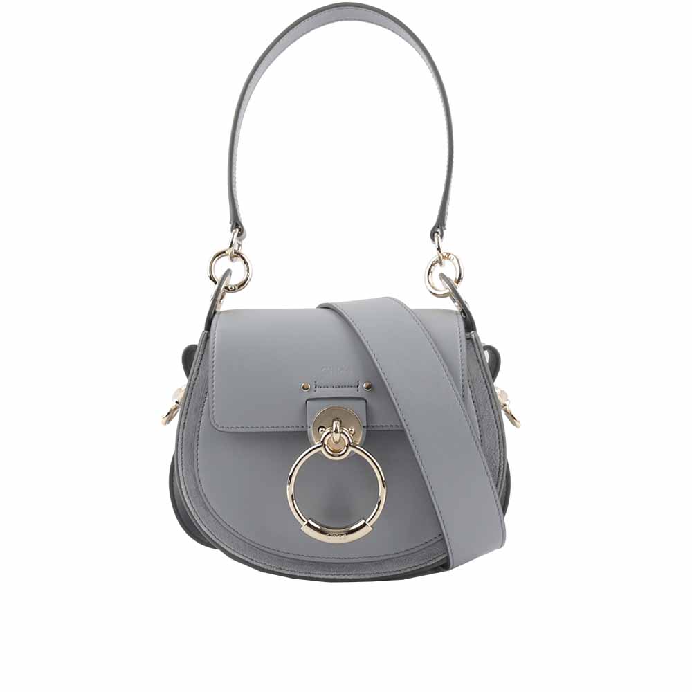 CHLOE' Tess Small Bag 小牛皮拼麂皮肩背/斜背二用包/風暴藍, , large
