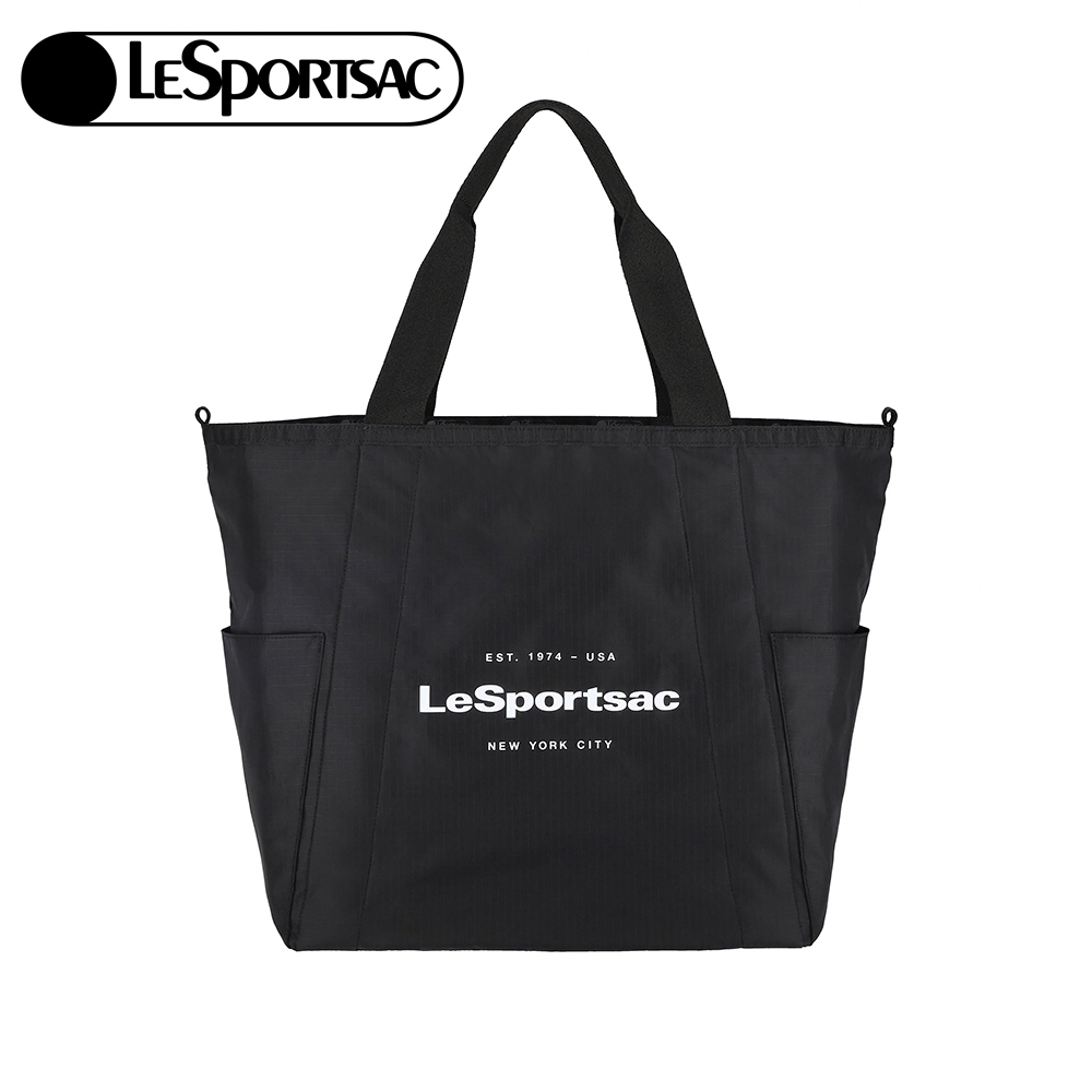 |快速出貨|Lesportsac LG REVERSIBLE PKT TOTE 大型雙面托特包 送禮-LOGO 永恆黑, , large