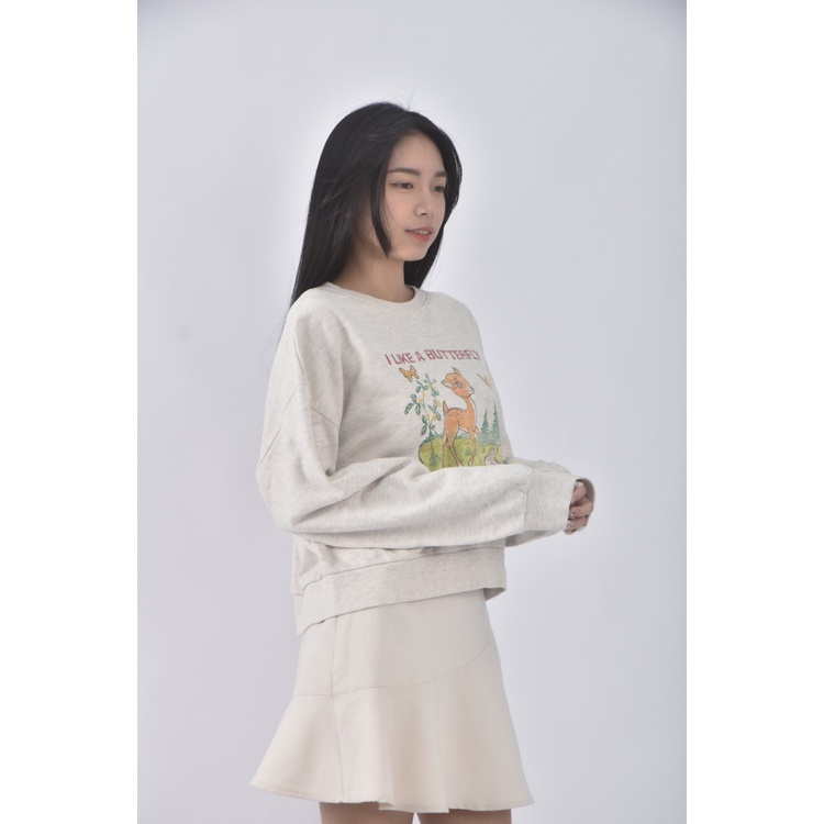 (F) obe韓牌小鹿斑比灰色長袖上衣二手衣, , large