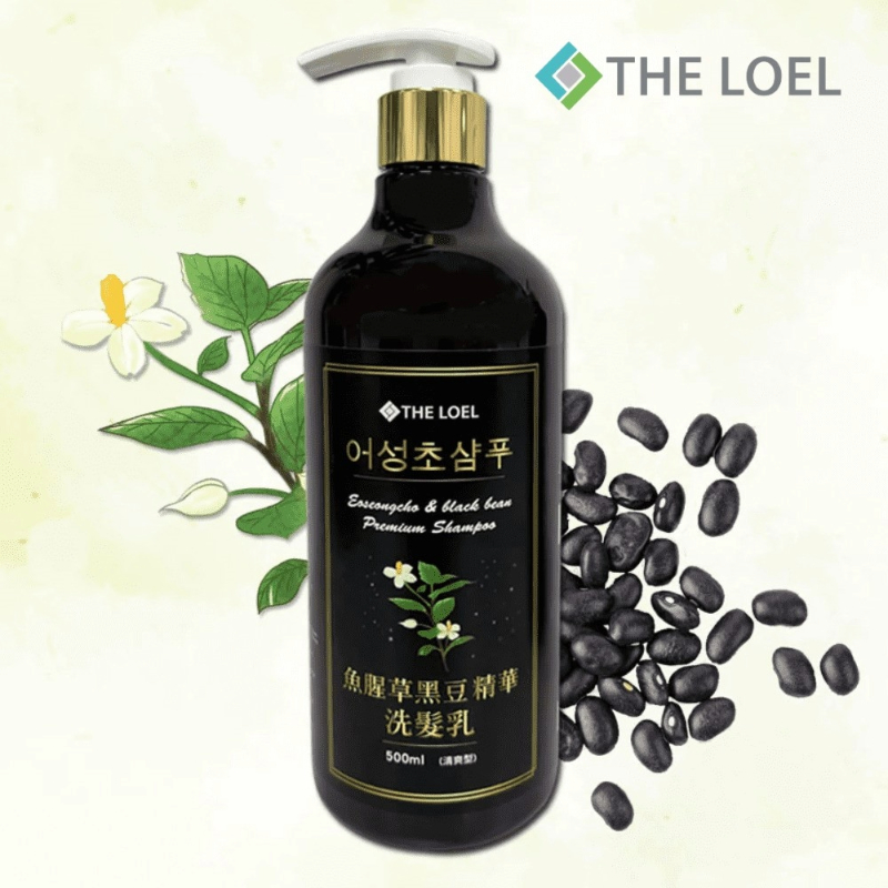 〔得來亞〕THE LOEL 韓國魚腥草黑豆精華洗髮乳 500ml -(清爽型) 1入組, , large