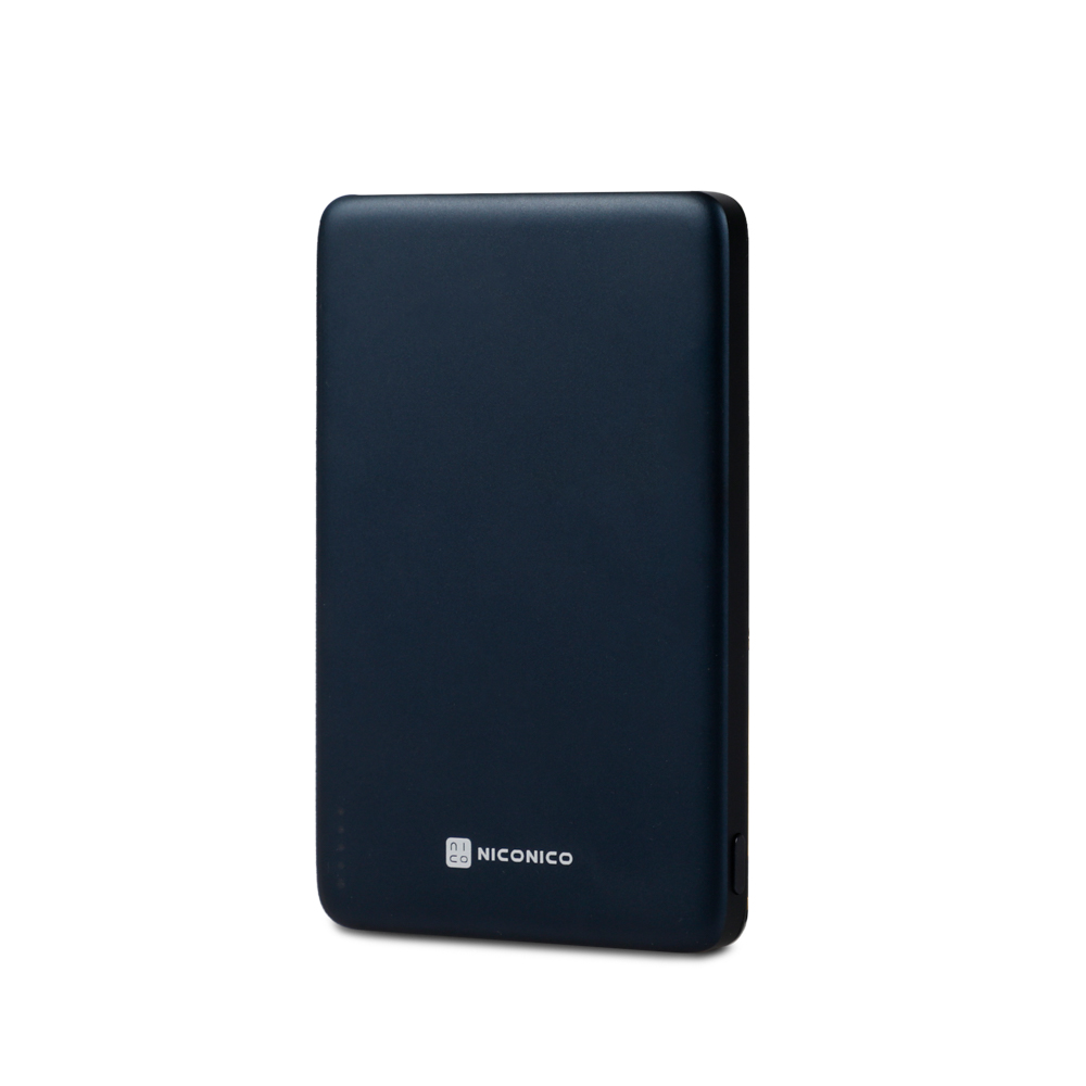 【NICONICO】 Superthin極度輕薄・磁吸行動電源(5000mAh)POT-483(午夜藍), , large
