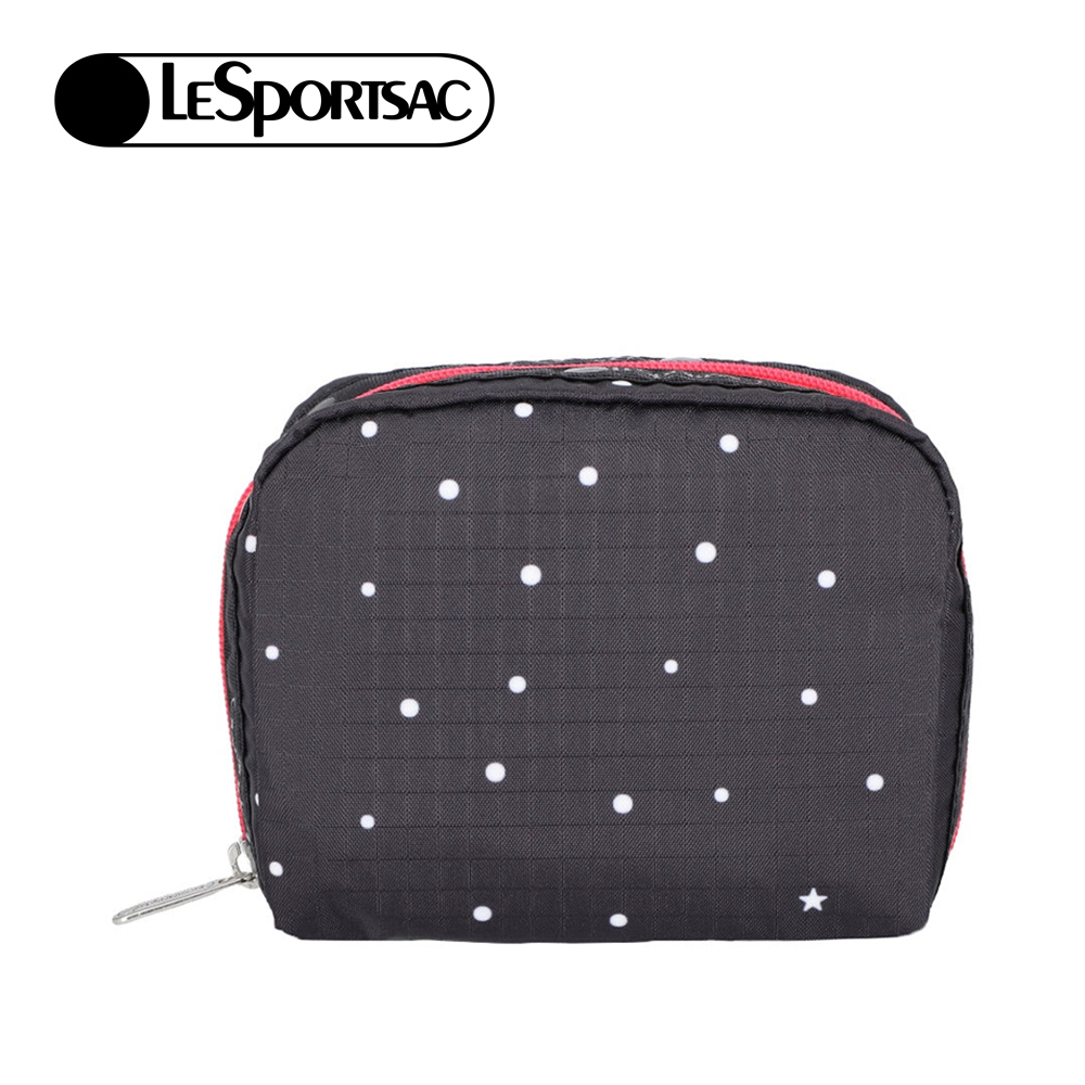 Lesportsac Square Cosmetic 方形收納化妝包 盥洗包 收納袋 送禮 禮物 推薦 女包(俏皮圓點), , large