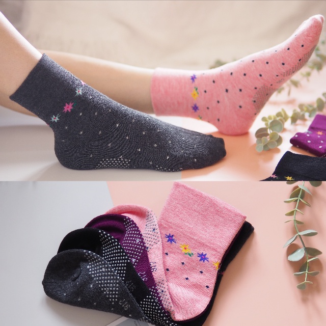 [Kaimei Cotton Industry] 6 pairs set, random and excellent, MIT made in Taiwan, no bunch marks, wide mouth women's version of senior socks - small flower dot style, , large