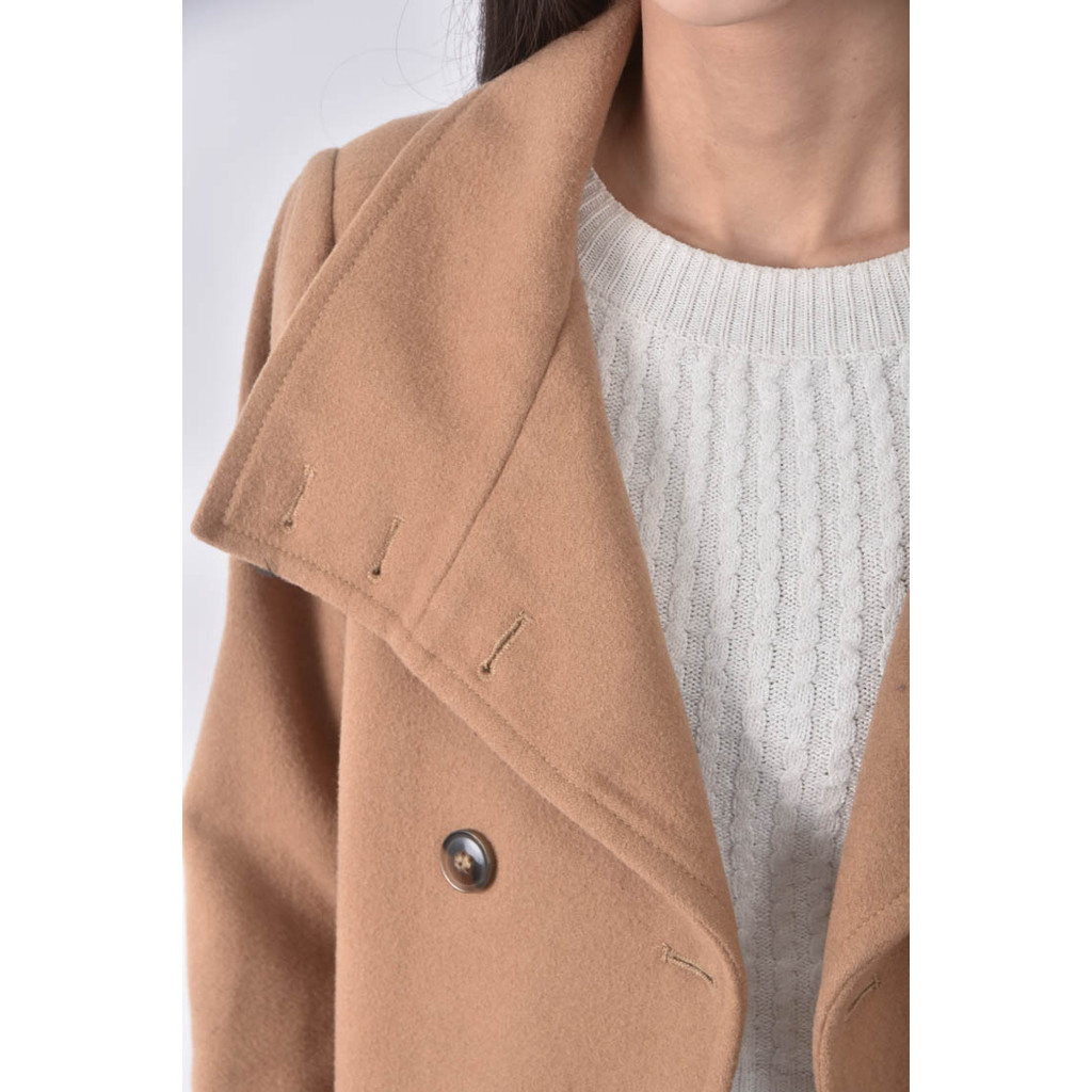 (M) united colors of benetton排扣棕色綁帶外套二手衣, , large