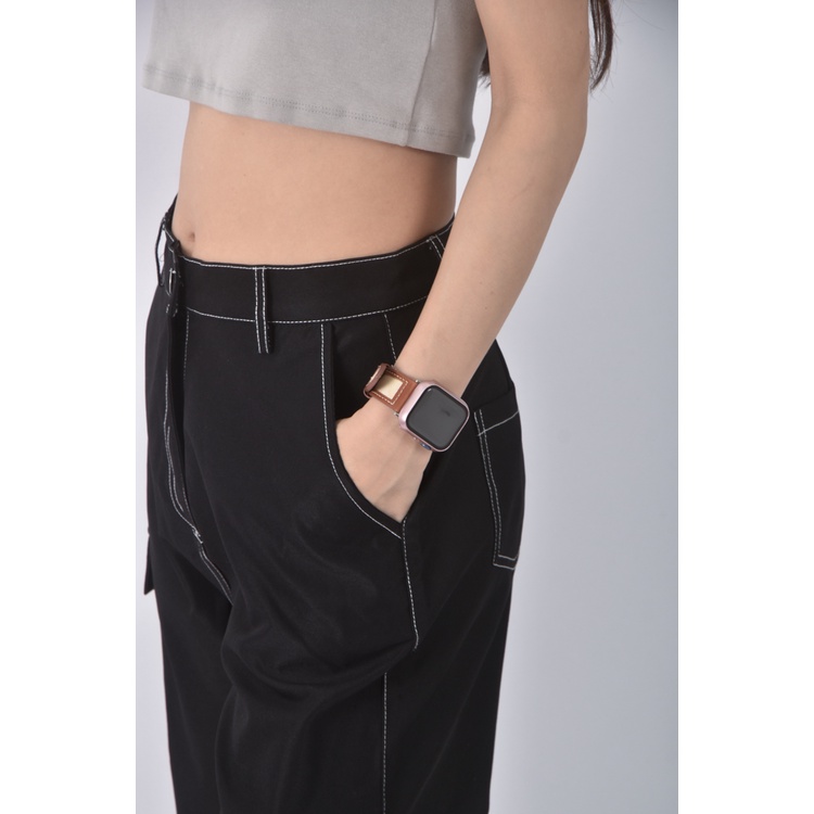 (M) mercci22高腰西裝縫線設計黑色長褲二手衣, , large