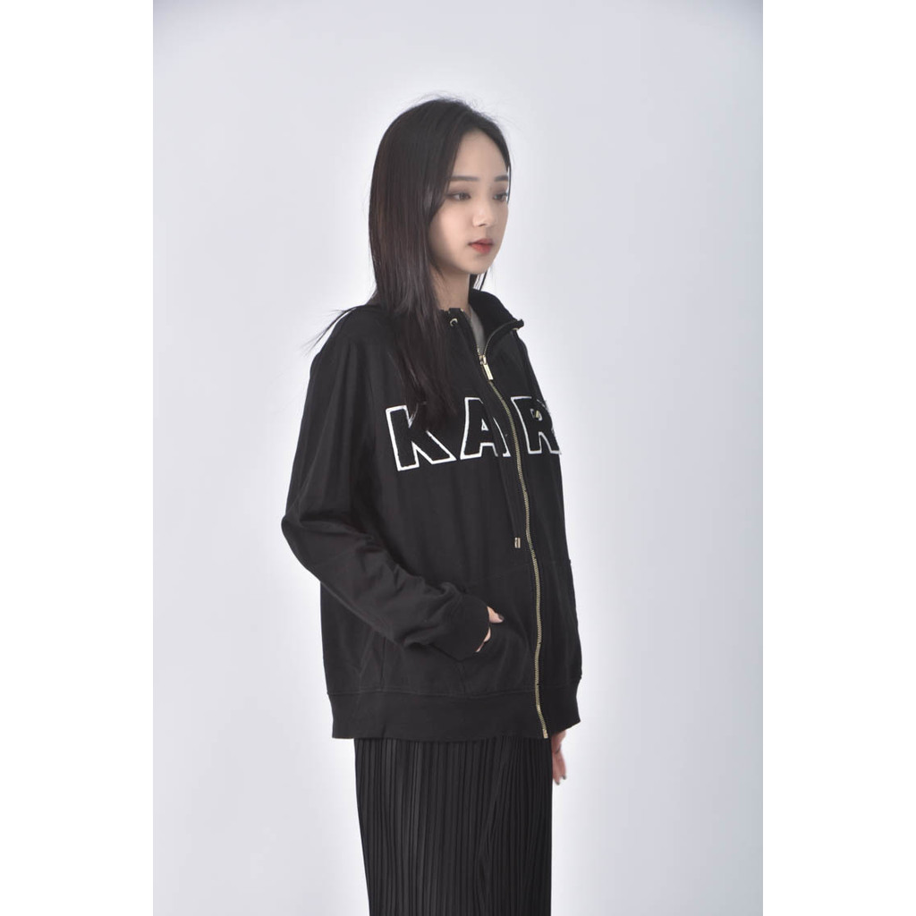 (M) karl lagerfeld棉質logo字母黑色外套二手衣, , large