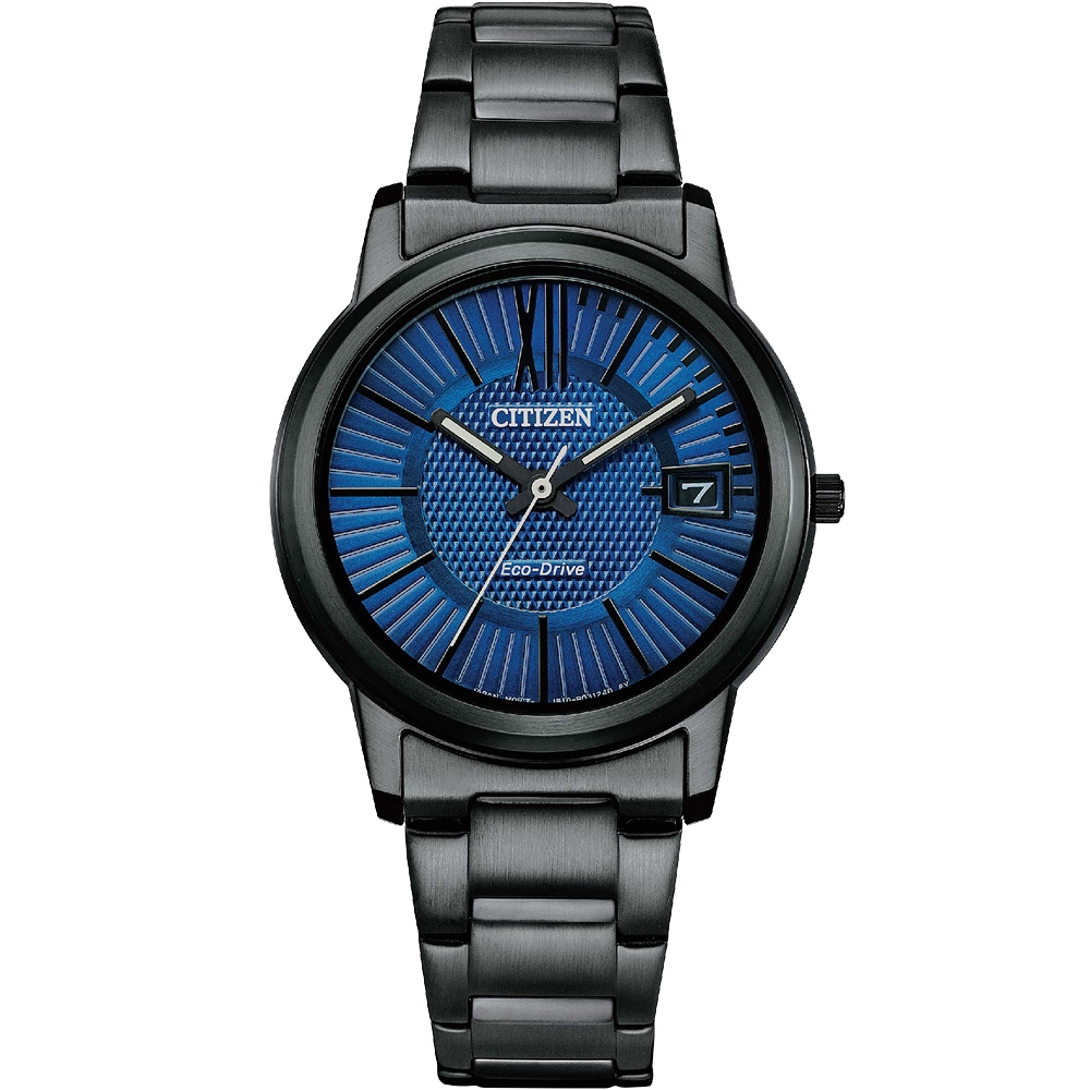 CITIZEN 星辰 光動能簡約大三針女錶-海軍藍/33.3mm FE6017-85L, , large