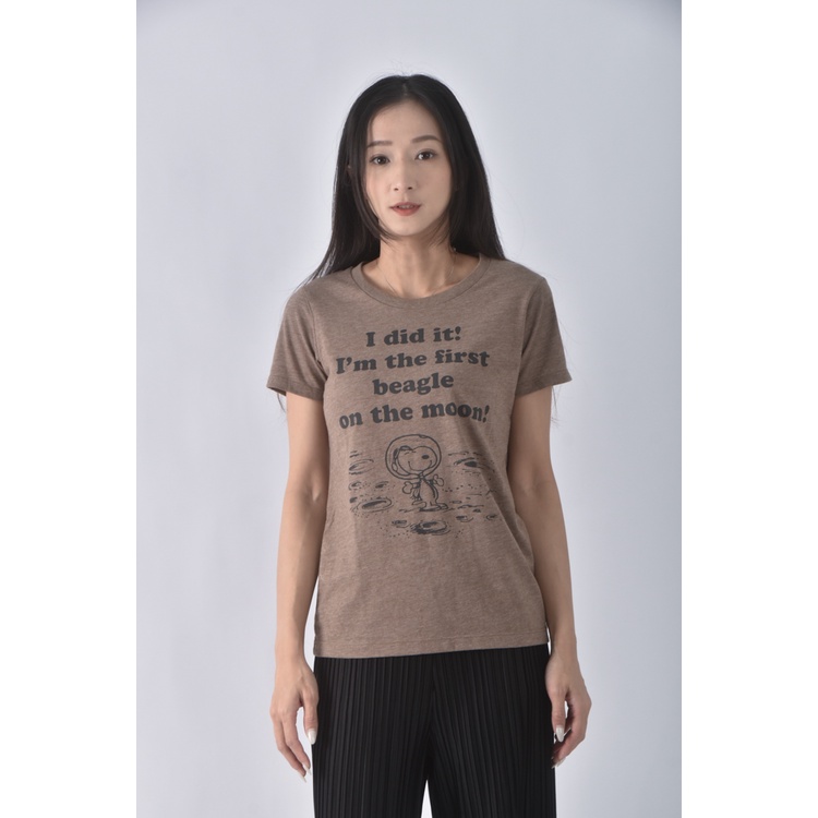 (S) 【陳喬恩私服】史努比棕色短袖上衣二手衣, , large