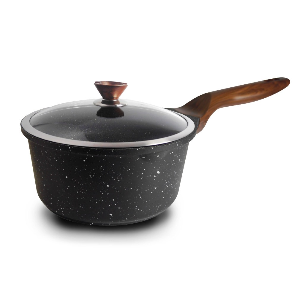 【美國MotherGoose鵝媽媽】皮克超銀石 IH導磁超硬膜 不沾湯鍋18cm, , large