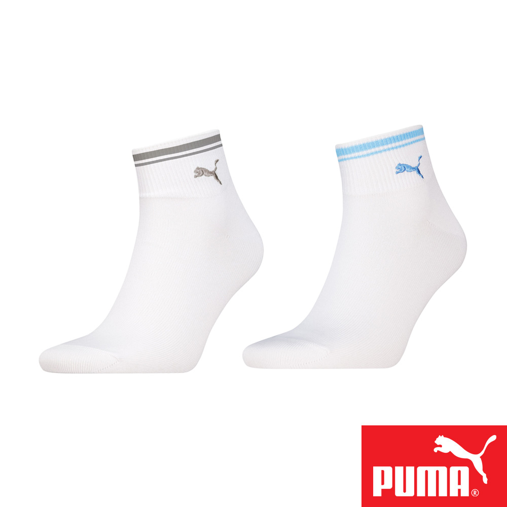 PUMA 男女款短筒襪1雙裝 彪馬 跳豹 男襪 女襪 襪子 短襪 腳踝襪 棉襪 柔軟 舒適 抗菌 除臭 耐磨 白灰 白藍, , large