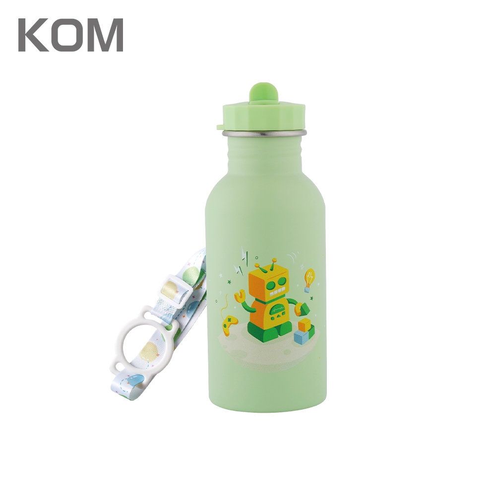 【KOM】夢想系列 台製316不鏽鋼兒童隨身瓶 兒童水壺500ml(附吸管 背帶), , large