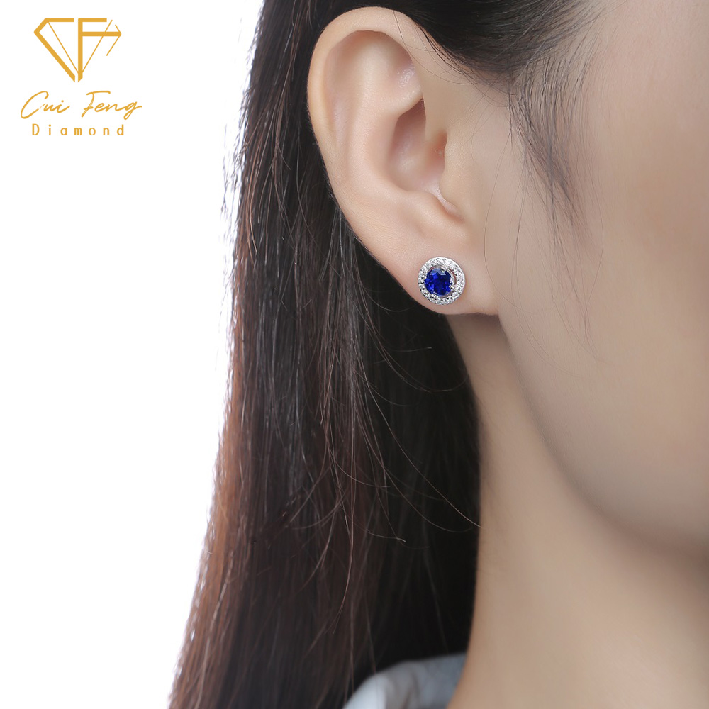 【CF鑽飾】耳環 培育藍寶石《深情》1克拉 耳飾, , large