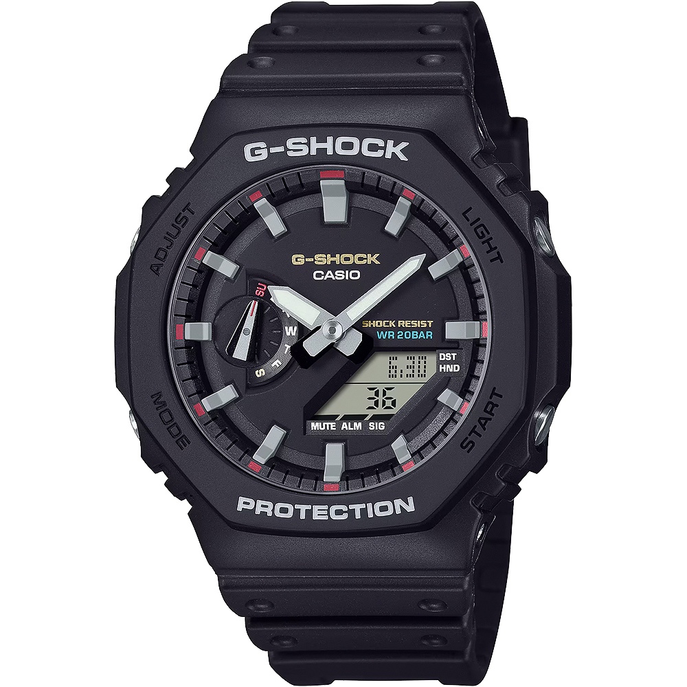 CASIO 卡西歐 G-SHOCK 經典配色八角雙顯手錶 GA-2100RL-1A