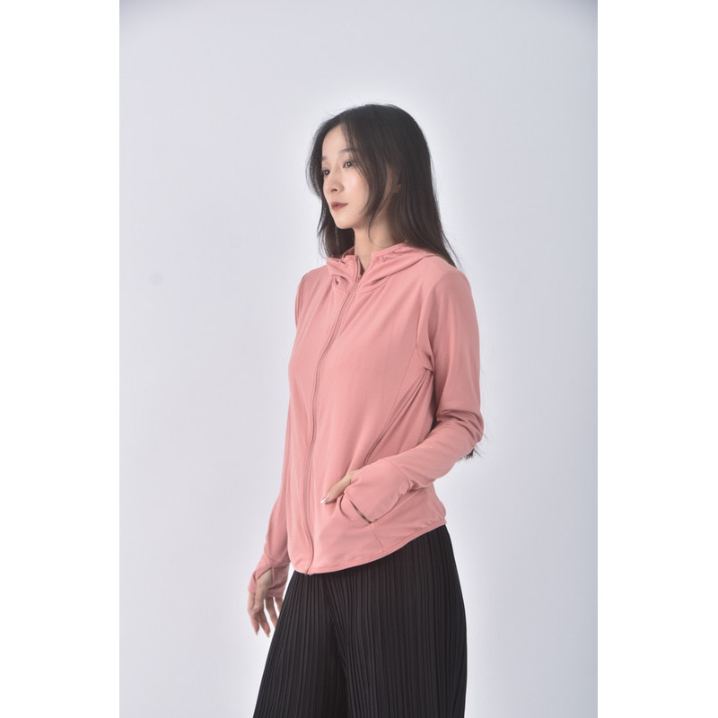 (M) uniqlo質感連帽防曬粉色外套二手衣, , large