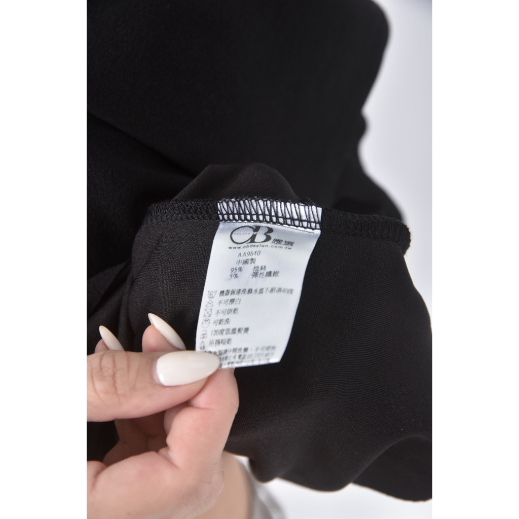 (S) ob style質感圓領黑色短袖上衣二手衣, , large