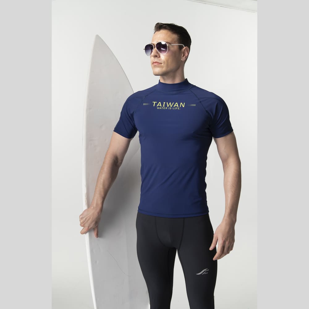 Monina Taiwan-made short-sleeved sun protection stand-up collar half-length jellyfish jacket unisex style snorkeling essential blue, , large