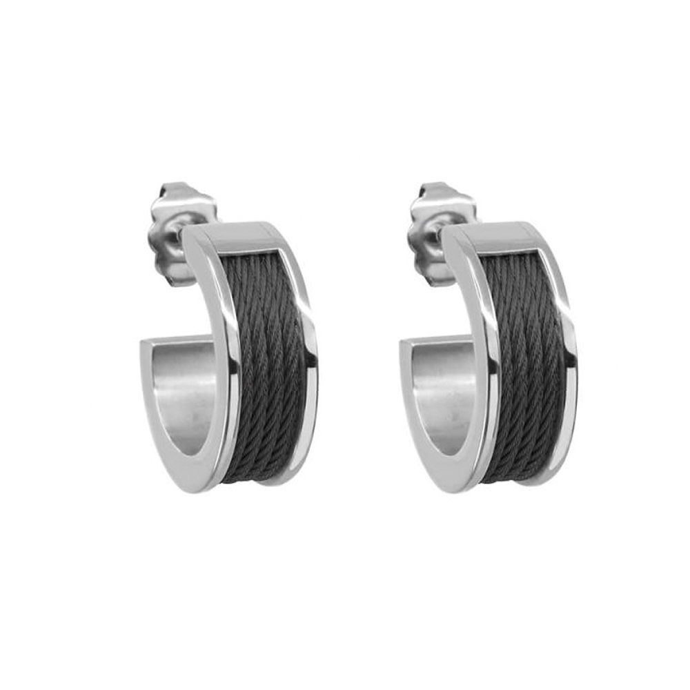 CHARRIOL 夏利豪 FOREVER SLIM SVART 鋼索耳環 送禮推薦 03-03-1139-0, , large