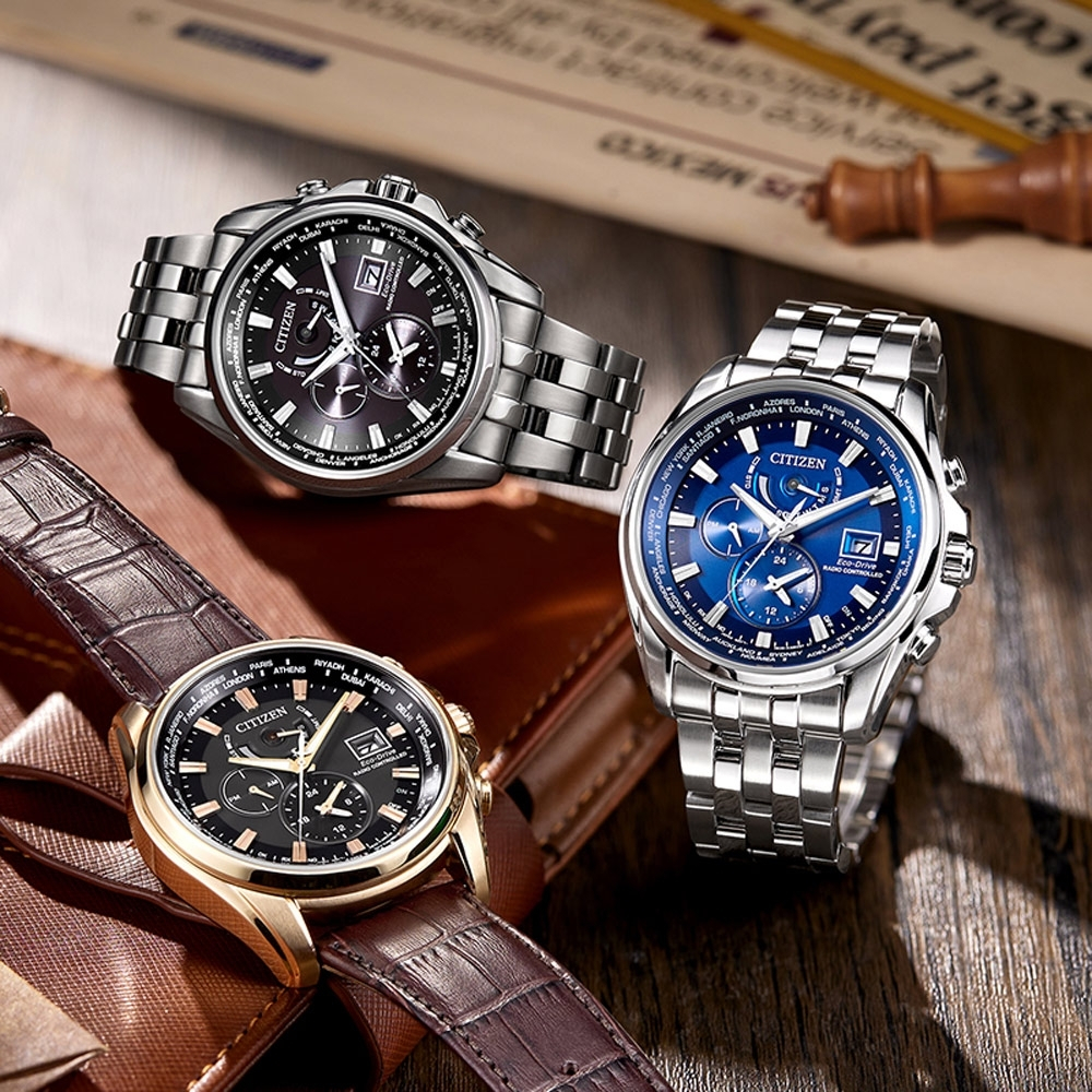CITIZEN 星辰 亞洲限定款 光動能萬年曆電波手錶 AT9123-13E, , large