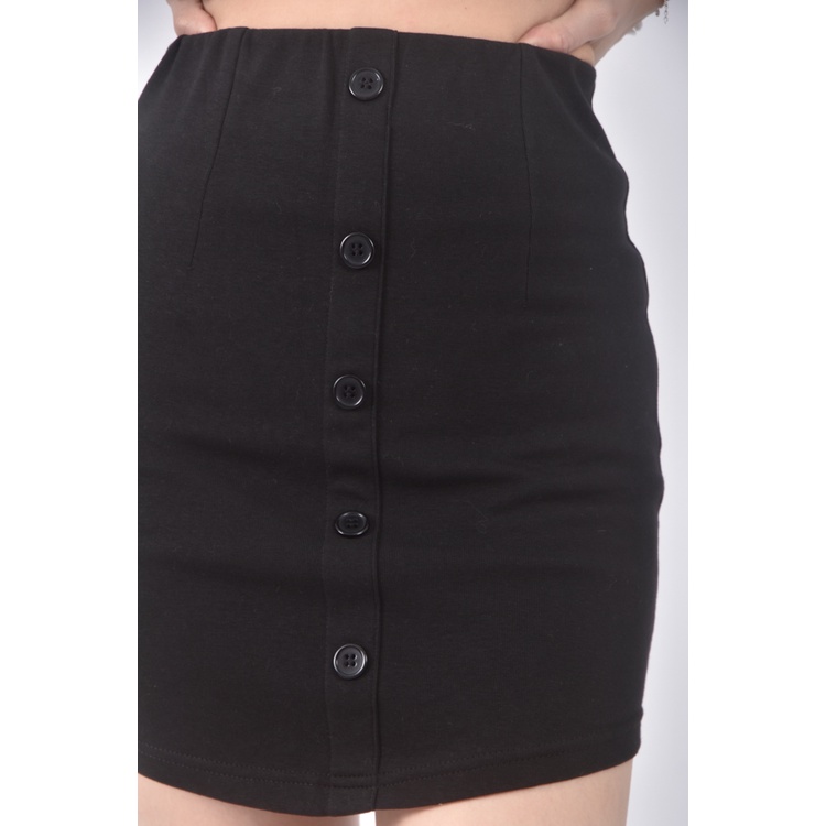 (S) 質感排釦造型黑色短裙二手衣, , large