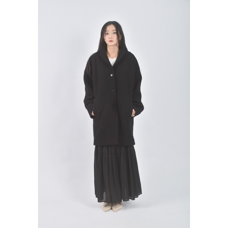 (XL) agnes b長版大衣黑色外套二手衣, , large