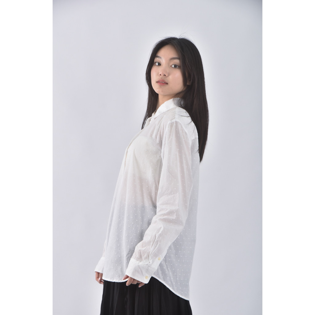 (L) gap質感點點白色長袖上衣二手衣, , large