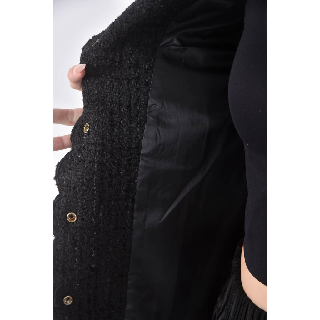 (S) we are小香風羊毛小香風黑色外套二手衣, , large