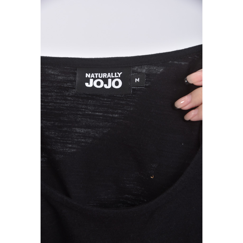 (S) naturally jojo棉質字母黑色短袖上衣二手衣, , large