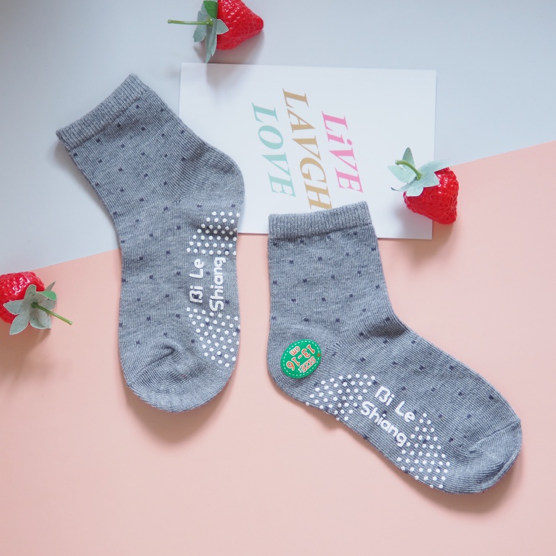 [Kaimei Cotton] 12 pairs of random excellent MIT Taiwan made pure cotton 1/2 non-slip children's socks water jade dot style 13-16cm, , large