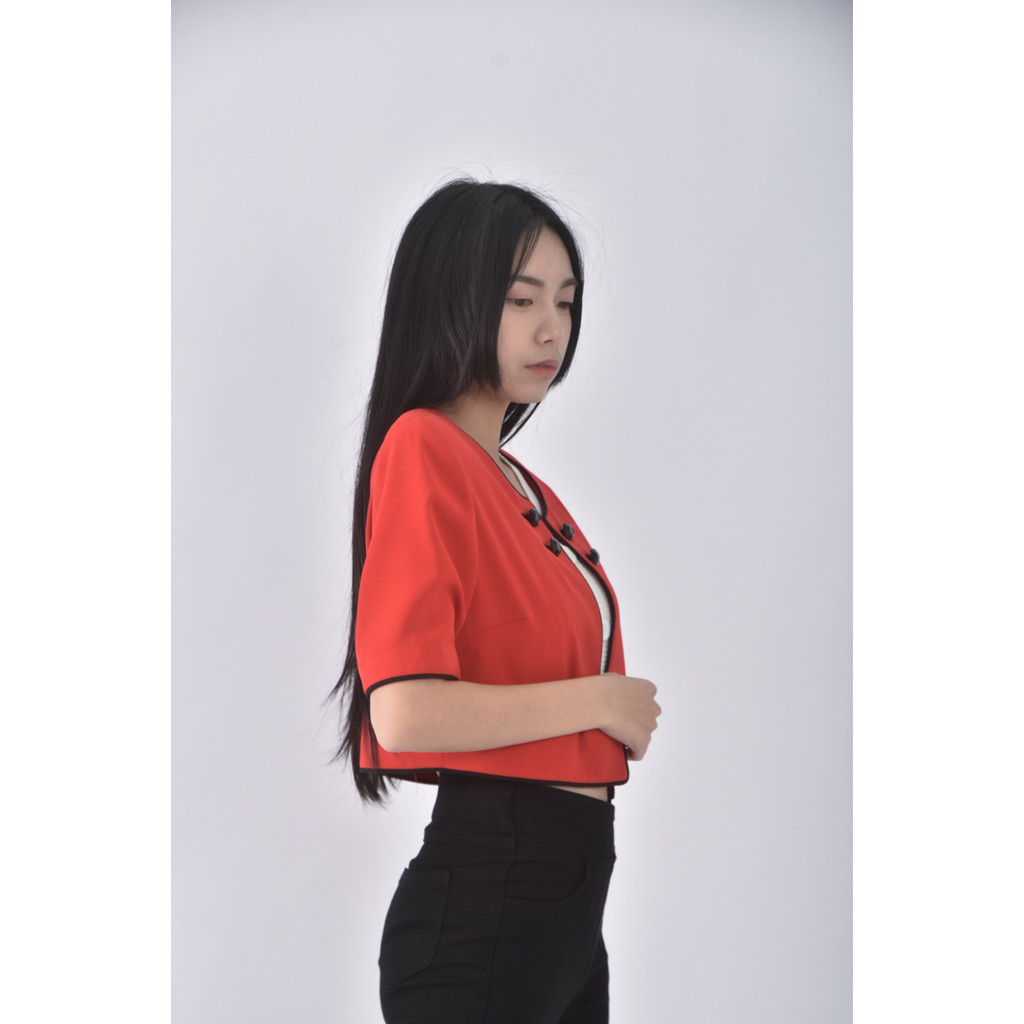 (M) o girl圓領紅色外套二手衣, , large