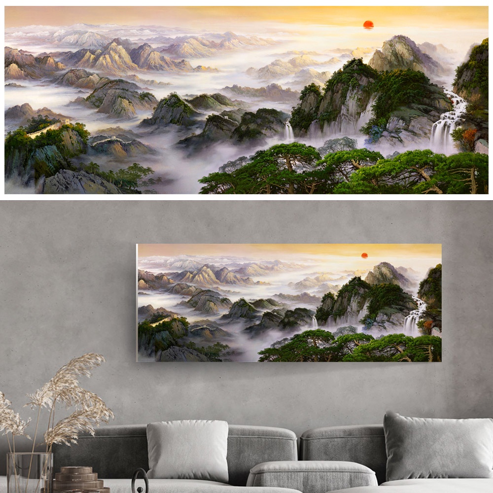 【御畫房】黃山雲海 國家一級畫師手繪油畫60×120cm(VF-33), , large