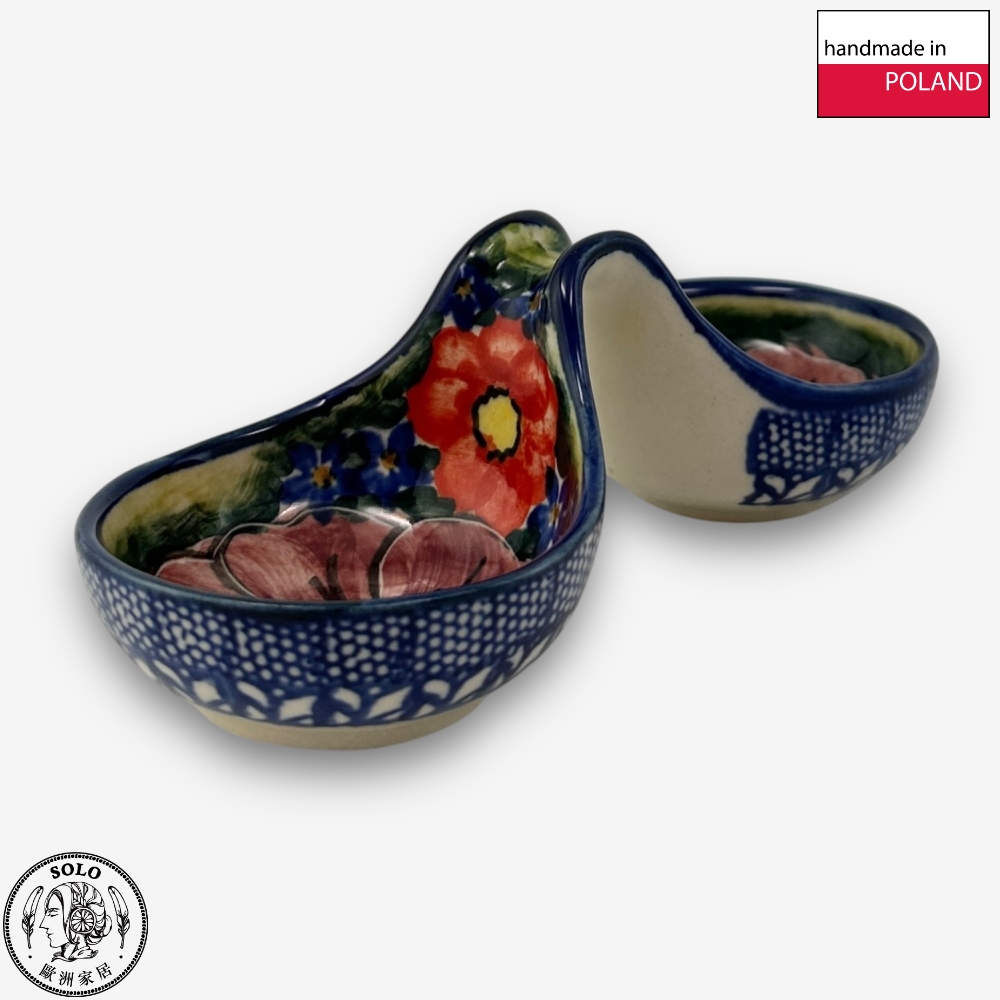 【SOLO歐洲家居】波蘭製 Cerraf 波蘭陶 14cm 分隔碗/醬料小碗 雅紅之宴系列, , large