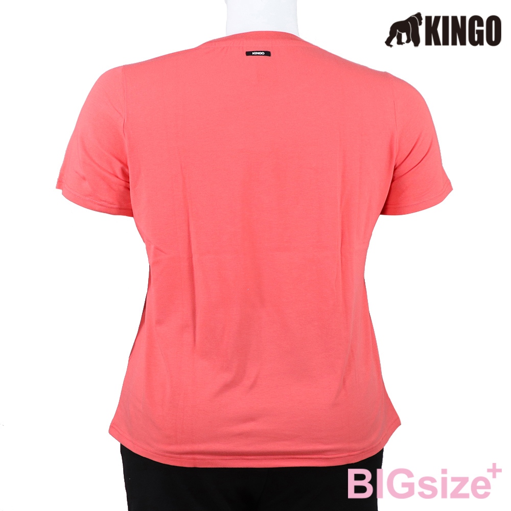 KINGO-大尺碼-女款 圓領T恤-桔-414117, , large