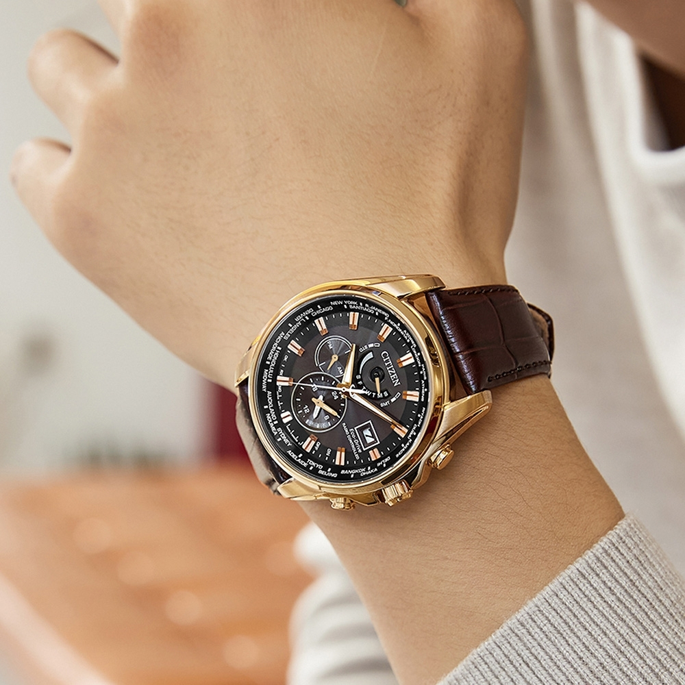 CITIZEN 星辰 亞洲限定款 光動能萬年曆電波手錶 AT9123-13E, , large