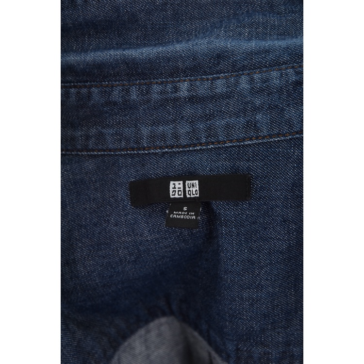 (S) uniqlo質感棉質純棉藍色長袖上衣二手衣, , large