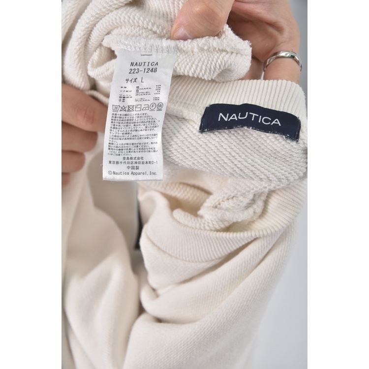 (L) 【范姜彥豐私服】nautica男裝落肩白色長袖上衣二手衣, , large
