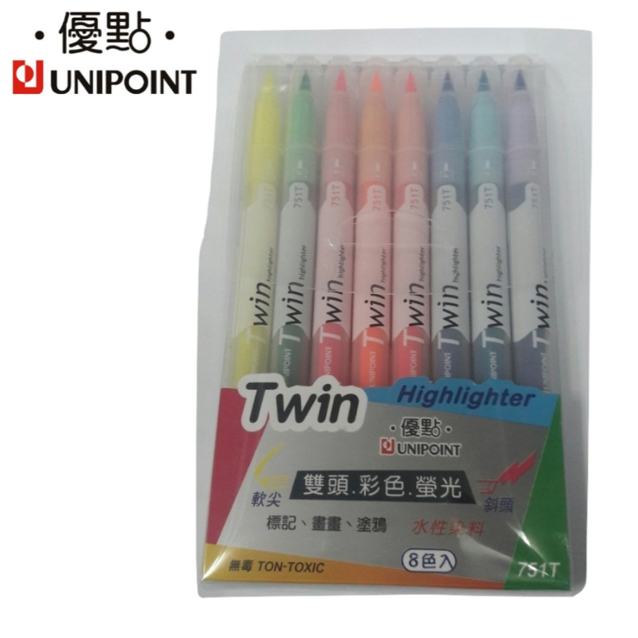 英士ACE 優點751T雙頭螢光亮彩筆(8色組), , large