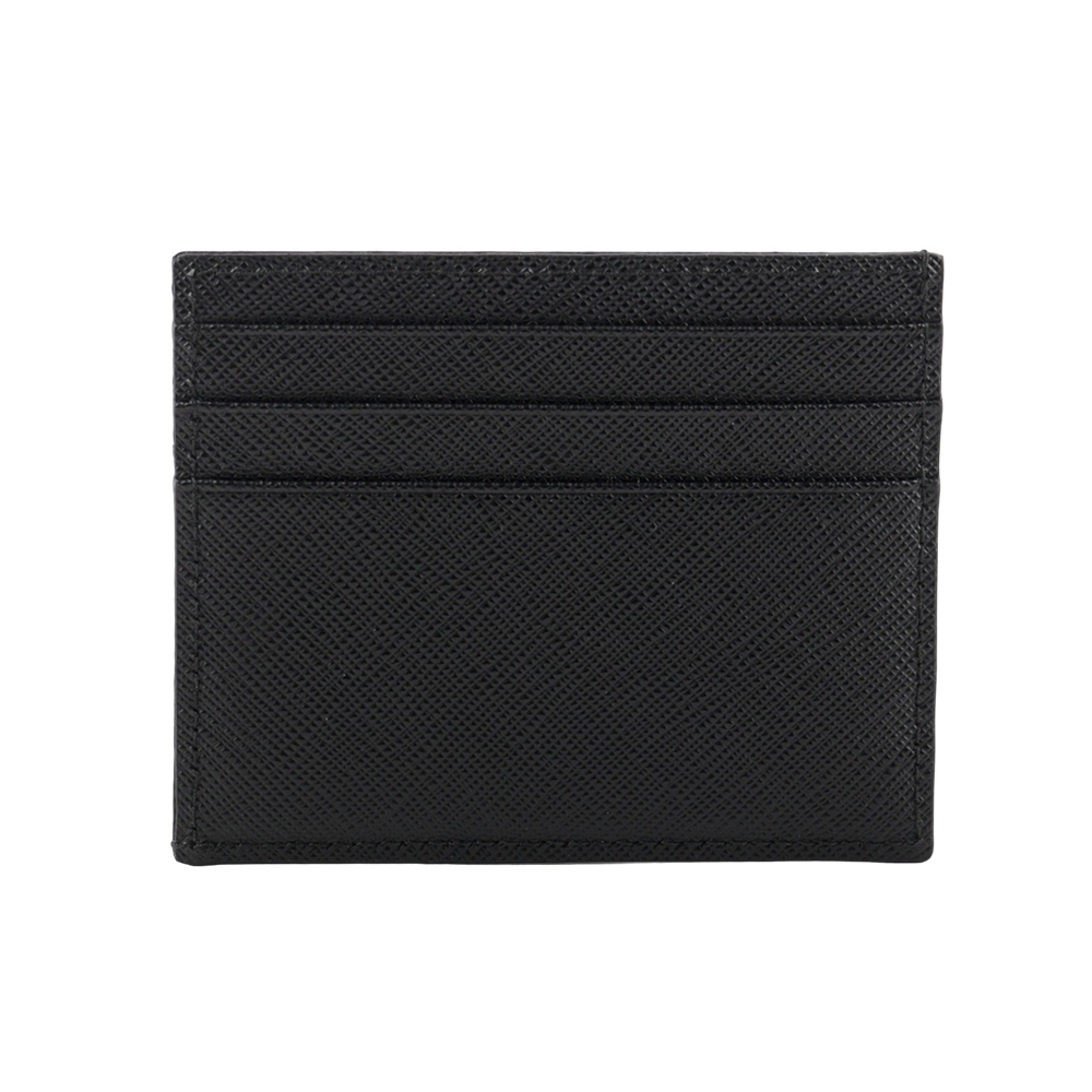 PRADA 銀字Logo 防刮皮革卡片/名片夾/黑色, , large