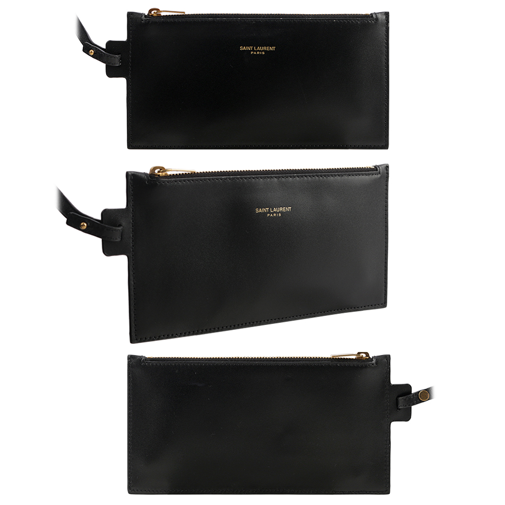 YSL LE 37 金釦小牛皮二用水桶包/黑色, , large