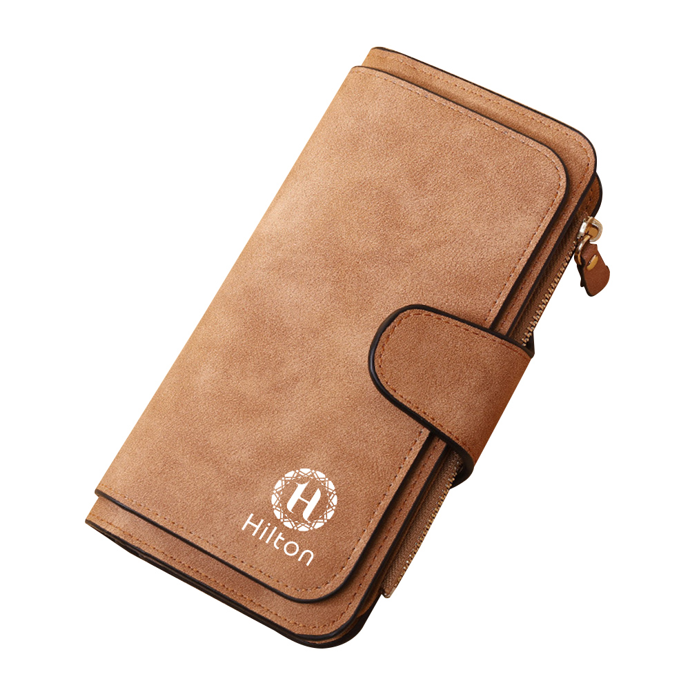 【Hilton】 Textured frosted multi-card slot zipper long wallet/light brown (long wallet/wallet/purse/wallet/handbag/coin purse/zipper clip/passport clip/zipper long wallet) (L0033), , large