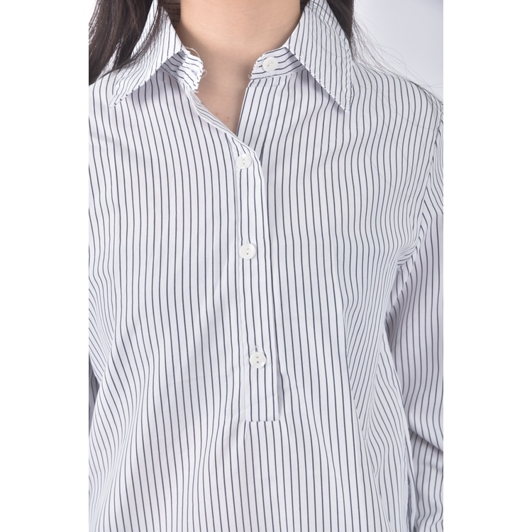 (M) eyescream質感條紋藍色長袖上衣二手衣, , large