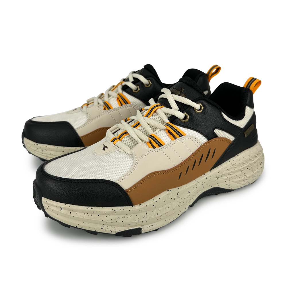 DIADORA迪亞多那 防潑水越野鞋 男運動鞋 登山鞋 寬楦 寬腳板 透氣 散熱 排濕 保護後跟 耐磨 防滑 米黑 灰藍, , large