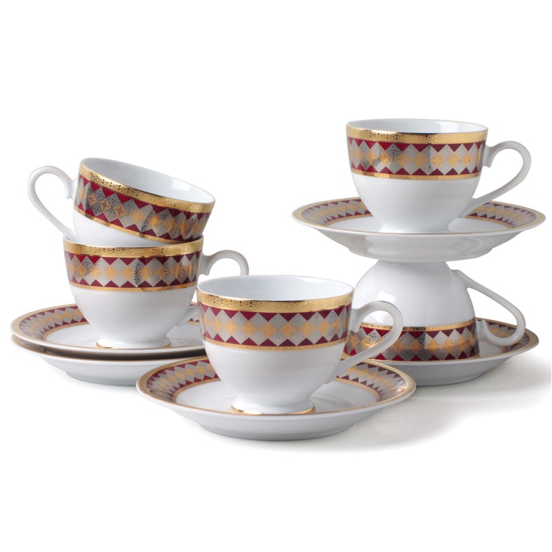 [豐名日本餐具] 咖啡杯五客入組 赤金邊 YAMASHIGE / C00CS5-18, , large