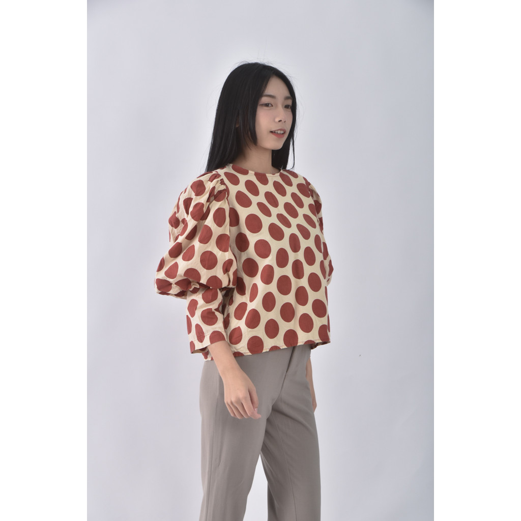 (M) shaper j泡泡袖紅色長袖上衣二手衣, , large