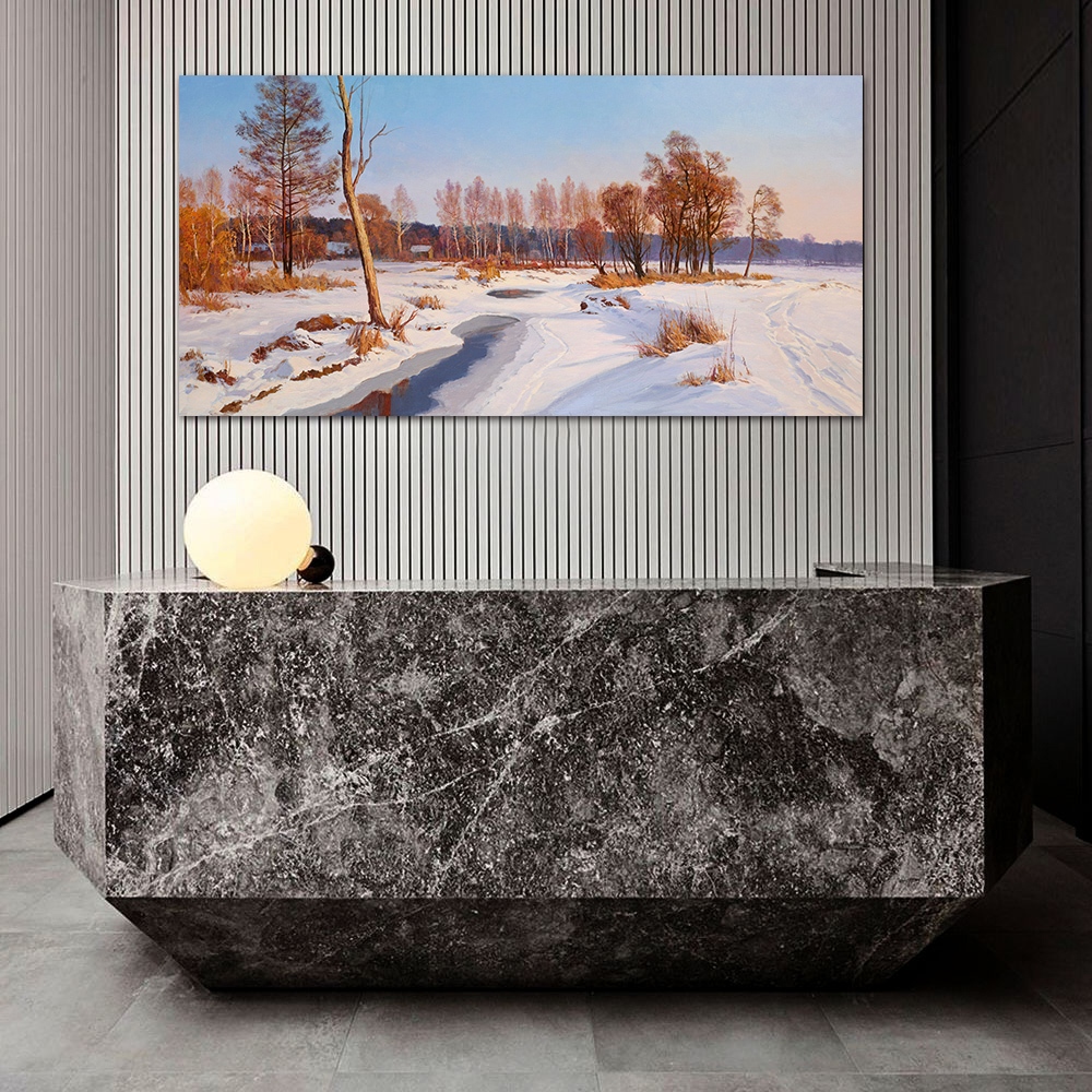 【御畫房】雪鄉 國家一級畫師手繪油畫60&times;120cm(VF-129), , large